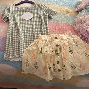 Girls Christmas sweet honey skirt and top